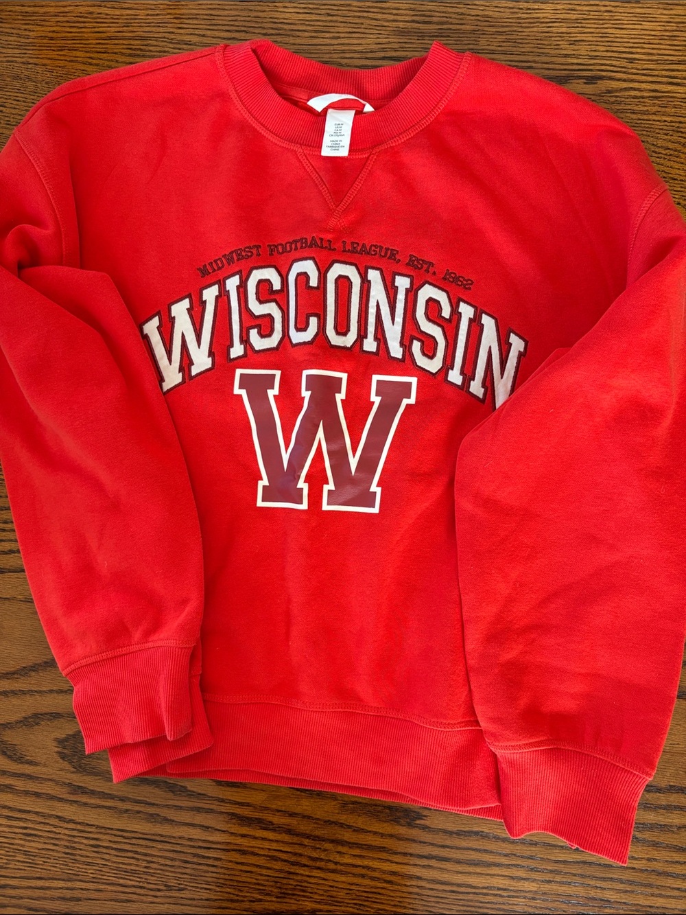 H&M Red Wisconsin Crewneck Sweatshirt